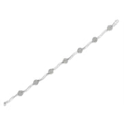 Bids.com .925 Sterling Silver 1.0 Cttw Diamond Cluster Miracle-Set Station & Twisted Bar 7" Tennis Bracelet (H-I Color, I1-I2 Clarity) Bracelets White Smoke White.Sterling Silver / 7