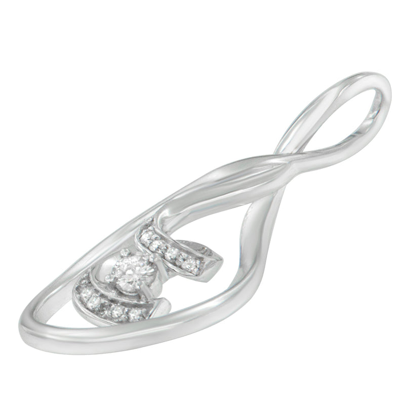 Bids.com Espira 10K White Gold 1/8 cttw Round Cut Diamond Layered Spiral Pendant Necklace (I-J, I1-I2) Necklaces White Smoke White.Gold / 18