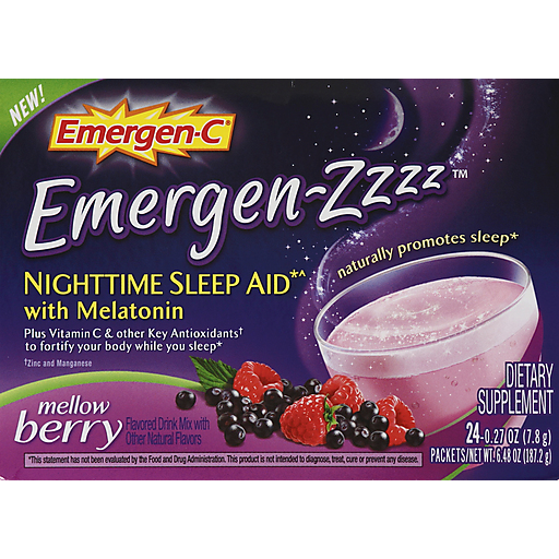 Emergen-C Emergen-C Emergen-Zzzz Mellow Berry Nighttime Sleep Aid Vitamins & Supplements Black