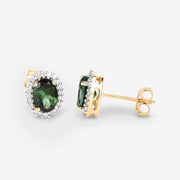Bids.com 1.92 Carat Genuine Green Tourmaline and White Diamond 14K Yellow Gold Earrings Earrings White Smoke