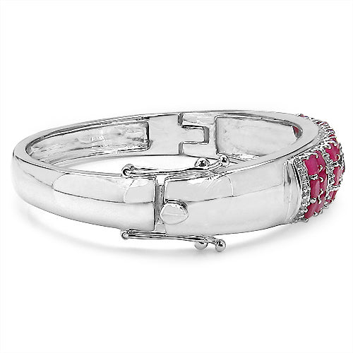 Bids.com 6.65 Carat Genuine Ruby and White Topaz .925 Sterling Silver Bracelet Bracelets Light Gray size 7.00,size 7.50