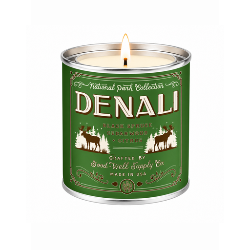 Good & Well Supply Co Denali National Park Candle Candles Dark Olive Green Half Pint / 8oz / Cotton Wick,Pint / 14oz / Cotton Wick