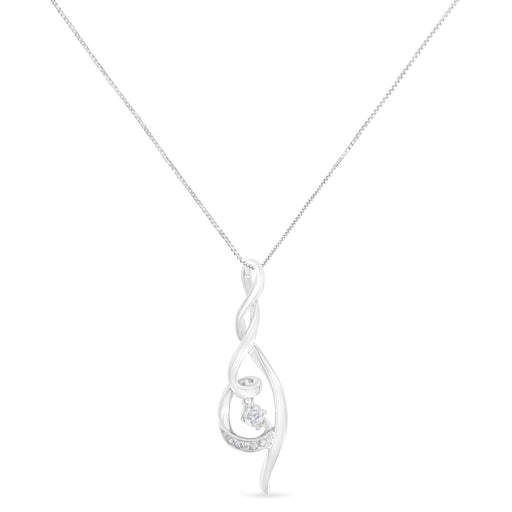 Bids.com Espira 10K White Gold 1/10 cttw Diamond Swirl Pendant Necklace (I-J, I1-I2) Necklaces White Smoke White.Gold / 18
