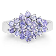 Bids.com 1.61 Carat Genuine Tanzanite .925 Sterling Silver Ring Rings White Smoke size 7.00,size 10.00,size 8.50,size 6.50,size 6.00,size 8.00,size 9.00