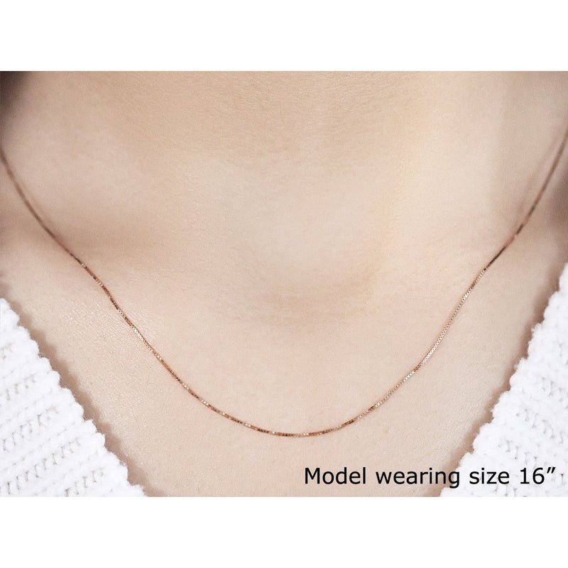 Bids.com 14k Rose Gold Classic Box Chain 0.4mm Necklaces Gray 18 / Rose Gold
