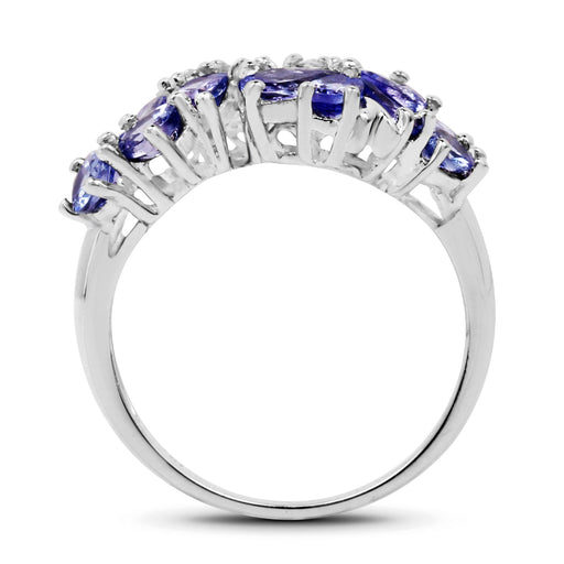 Bids.com 2.88 Carat Genuine Tanzanite .925 Sterling Silver Ring Rings White Smoke size 7.00,size 8.00,size 6.00,size 9.00,size 5.00