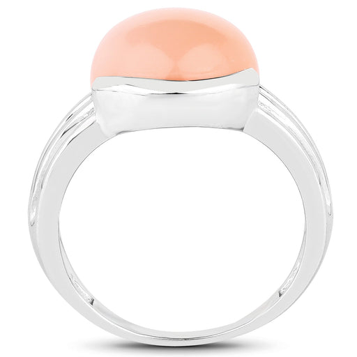 Bids.com 6.00 Carat Genuine Peach Moonstone .925 Sterling Silver Ring Rings White Smoke size 7.00,size 6.00,size 8.00,size 9.00
