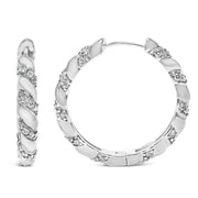 Bids.com 14K White Gold 1 1/5 Cttw Lab Grown Diamond Swirl Design 1" Inch Hoop Earrings (F-G Color, VS1-VS2 Clarity) Earrings White Smoke White.Gold / 1.2