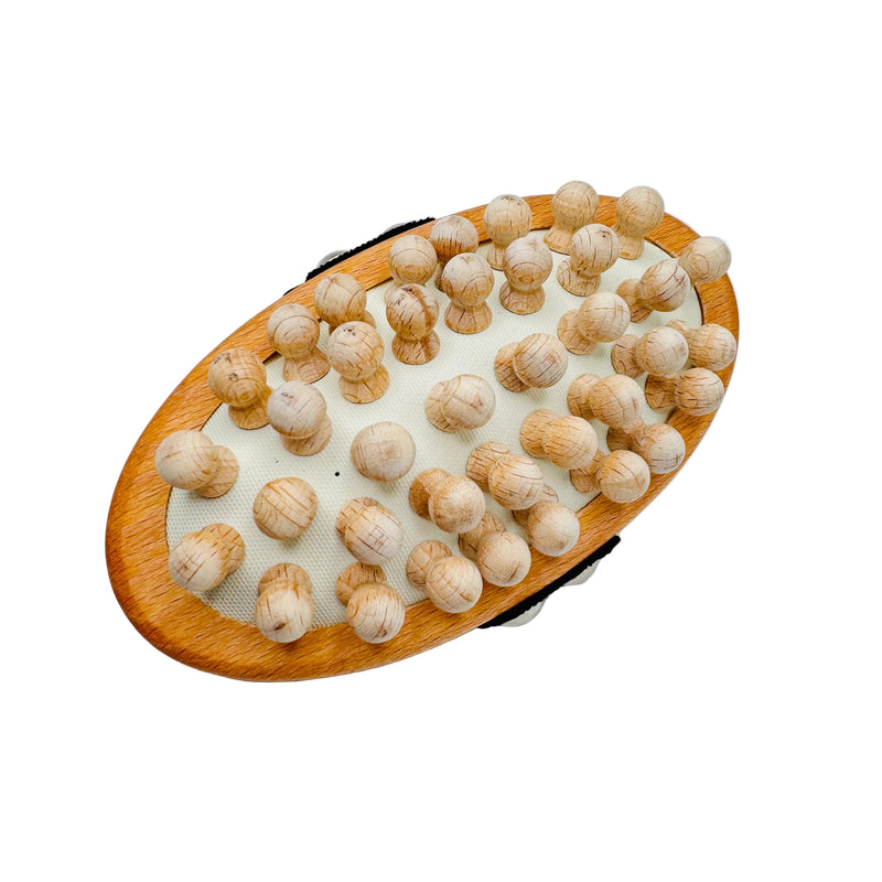Dural Dural Massage Brush Olive Wood Wooden Knobbles With Beechwood Handle Massage Brush White Smoke