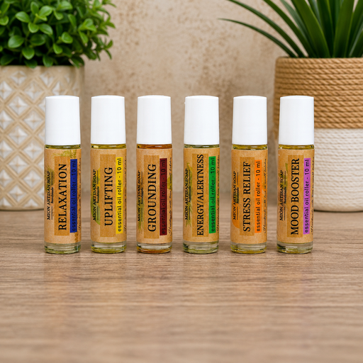 MION Artisan Soap Co. Essential Oil Roller Rosy Brown Mood Booster,Energy & Alertness,Uplifting,Stress Relief,Relaxations,Grounding