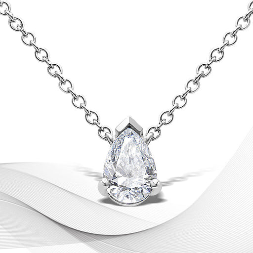 Bids.com 14K White Gold 1/2 Cttw Lab Grown Pear Shape Solitaire Diamond Pendent 18" Necklace (F-G Color, VS2-SI1 Clarity) Necklaces White Smoke White.Gold / 18