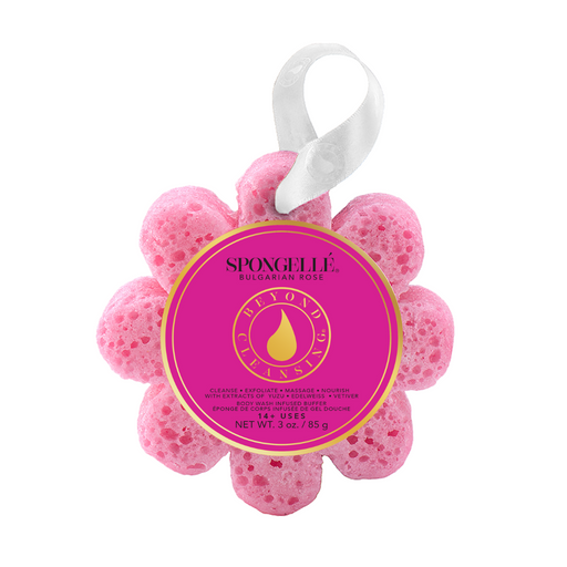 Spongellé Bulgarian Rose | Wild Flower Bath Sponge Body Wash Infused Buffer White Smoke