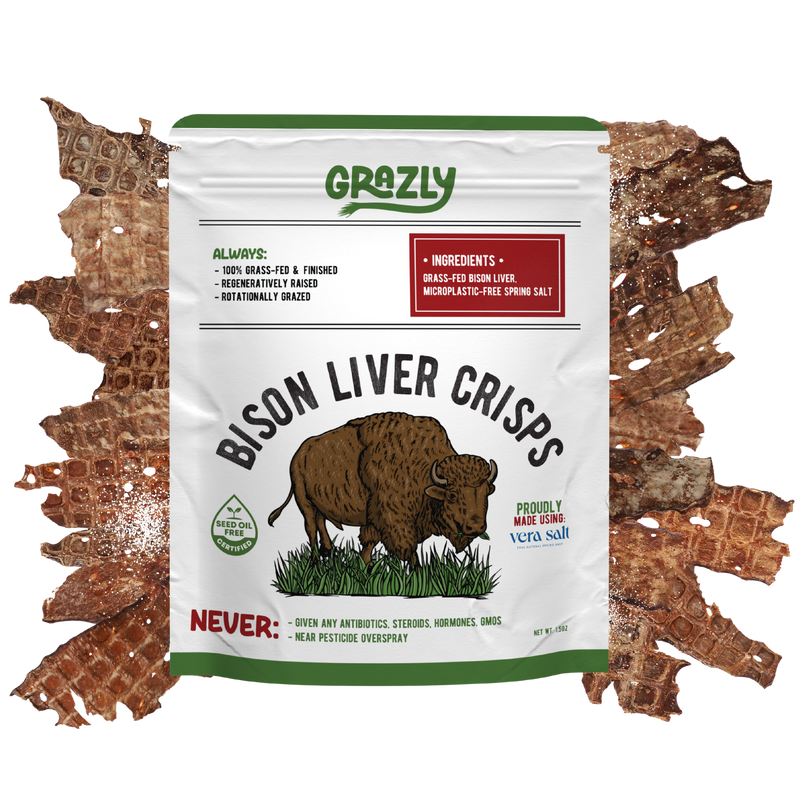 Grazly Bison Liver Crisps - 100% Grass-Fed/Finished Bison Crisp Black Plain / 1 Pack