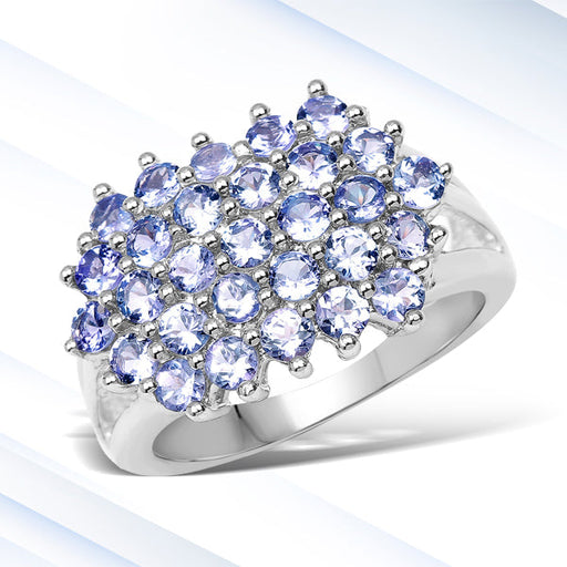 Bids.com 2.03 Carat Genuine Tanzanite .925 Sterling Silver Ring Rings White Smoke size 8.00,size 6.00,size 7.00,size 9.00,size 5.00,size 10.00