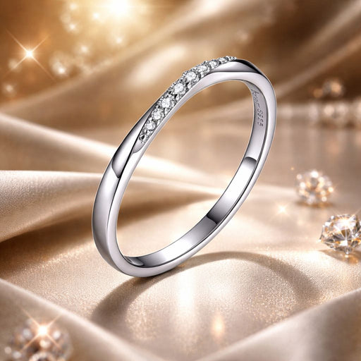 Bids.com 925 Sterling Silver Pavé Set CZ Platinum Plated Ring Size 6 for Women Rings Antique White 6,7,8