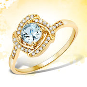 Bids.com 0.46 Carat Genuine Aquamarine and White Diamond 14K Yellow Gold Ring Rings Beige size 7.00,size 5.00,size 6.00,size 8.00,size 9.00