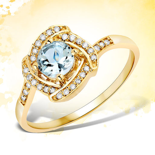Bids.com 0.46 Carat Genuine Aquamarine and White Diamond 14K Yellow Gold Ring Rings Beige size 7.00,size 5.00,size 6.00,size 8.00,size 9.00