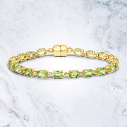 Bids.com 18K Yellow Gold Plated 9.03 Carat Genuine Peridot .925 Sterling Silver Bracelet Bracelets Lavender size 7.00,size 8.00