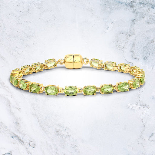 Bids.com 18K Yellow Gold Plated 9.03 Carat Genuine Peridot .925 Sterling Silver Bracelet Bracelets Lavender size 7.00,size 8.00