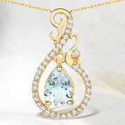 Bids.com 0.76 Carat Genuine Aquamarine and White Diamond 14K Yellow Gold Pendant Pendants Lavender