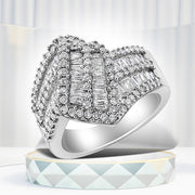Bids.com 14K White Gold 1-1/2 Cttw Round and Baguette Diamond Bypass Cocktail Ring Band (H-I Color, SI1-SI2 Clarity) - Size 7 Rings Lavender 7 / White.Gold