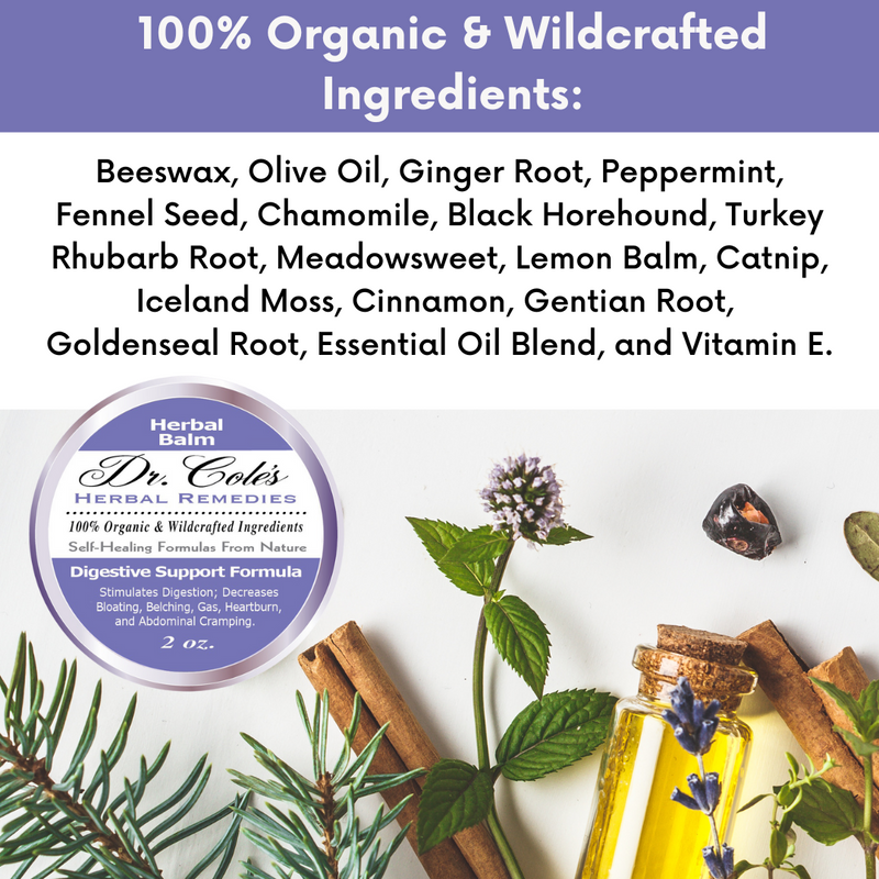 COLEHERBALS LLC 06 - Dr. Cole's Organic Digestive Support Herbal Balm Herbal White Smoke