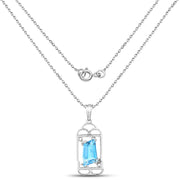 Bids.com 4.57 Carat Genuine Swiss Blue Topaz & White Topaz .925 Sterling Silver Pendant Pendants White Smoke