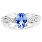 Bids.com 1.27 Carat Genuine Tanzanite and White Diamond .925 Sterling Silver Ring Rings White Smoke size 6.00,size 8.00,size 5.00,size 7.00,size 9.00