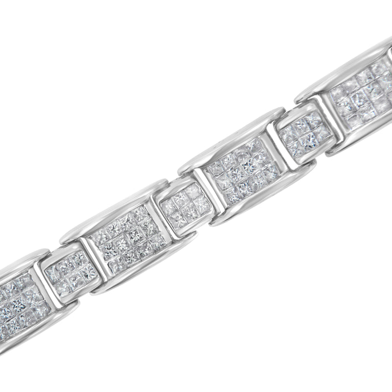 Bids.com 14K White Gold 5.0 Cttw Princess-Cut Diamond Rectangular Alternating Station 7" Tennis Bracelet (G-H Color, SI1-SI2 Clarity) Bracelets White Smoke White.Gold / 7