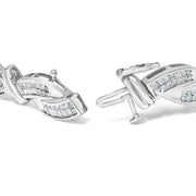 Bids.com 14K White Gold 4.0 Cttw Invisble Set Princess-Cut Diamond Wave Style Link Bracelet (H-I Color, SI2-I1 Clarity) - 7" Bracelets White Smoke White.Gold / 7