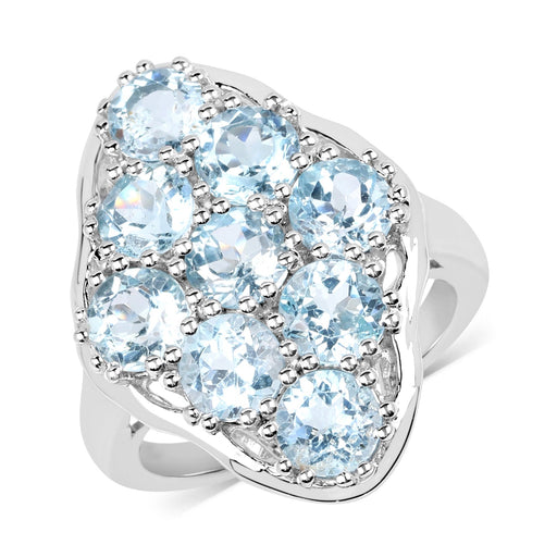Bids.com 5.40 Carat Genuine Blue Topaz .925 Sterling Silver Ring Rings White Smoke size 8.00,size 6.00,size 7.00,size 5.00,size 9.00