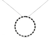 Bids.com .925 Sterling Silver 3.0 Cttw Alternating Black and White Diamond Open Hoop Circle Pendant Necklace (H-I Color, I3 Clarity) - 18" Inches Necklaces White Smoke White.Sterling Silver / 18
