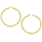 Bids.com 14k Yellow Gold Polished Hoop Earrings (50 mm) Earrings White Smoke Yellow Gold