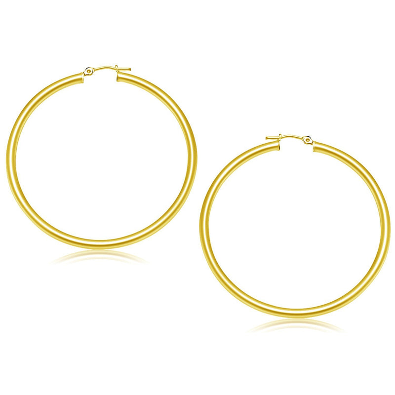 Bids.com 14k Yellow Gold Polished Hoop Earrings (50 mm) Earrings White Smoke Yellow Gold