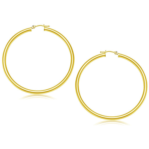 Bids.com 14k Yellow Gold Polished Hoop Earrings (50 mm) Earrings White Smoke Yellow Gold