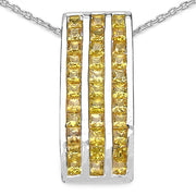 Bids.com 2.16 Carat Genuine Yellow Sapphire .925 Sterling Silver Pendant Pendants White Smoke