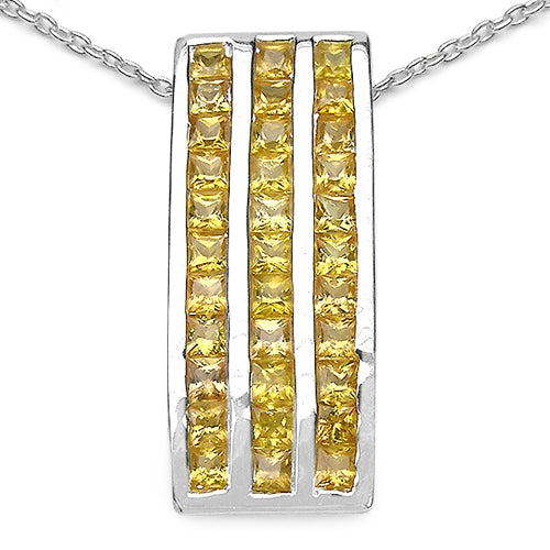 Bids.com 2.16 Carat Genuine Yellow Sapphire .925 Sterling Silver Pendant Pendants White Smoke