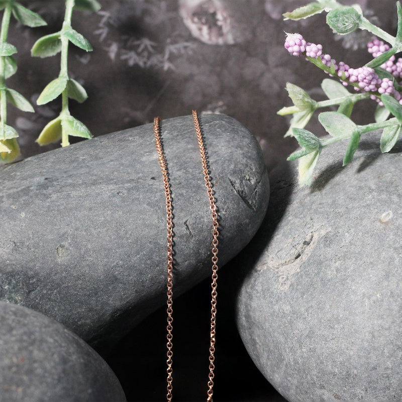 Bids.com 14k Rose Gold Round Cable Link Chain (1.25 mm) Necklaces Dark Gray 16 / Rose Gold,18 / Rose Gold,20 / Rose Gold