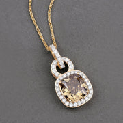 Bids.com IGI Certified 2.50 Carat Genuine Brown Diamond Center and 0.31cttw White Diamond 18K Yellow Gold Pendant (2.81cttw) Pendants Dim Gray