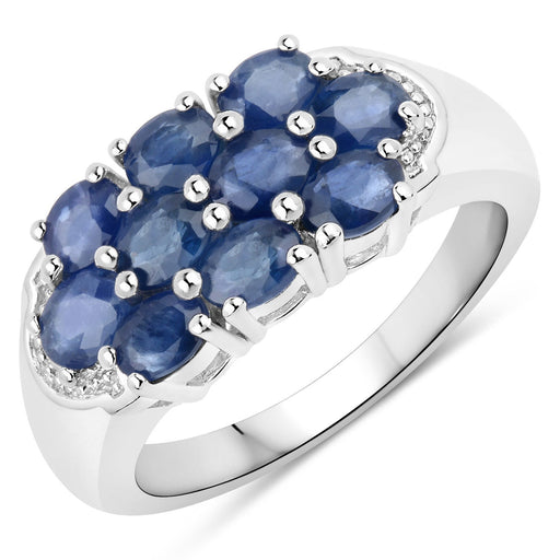 Bids.com 2.00 Carat Genuine Blue Sapphire .925 Sterling Silver Ring Rings White Smoke size 6.00,size 7.00,size 8.00,size 5.00,size 9.00