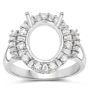Bids.com 0.83 Carat Genuine White Diamond 14K White Gold Semi Mount Ring - holds 11x9mm Oval Gemstone Rings White Smoke size 7.00,size 6.00,size 8.00