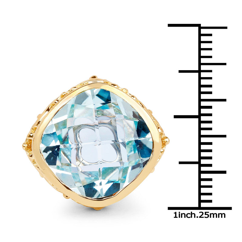 Bids.com 12.79 Carat Genuine Blue Topaz .925 Sterling Silver Ring Rings White Smoke size 6.00,size 8.00,size 7.00,size 9.00,size 5.00
