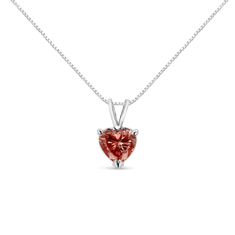 Bids.com IGI Certified 14K White Gold Martini Set 1.00 Cttw Lab Grown Pink Heart Diamond Solitaire 18" Pendant Necklace (Pink Color, SI2 Clarity) Necklaces White Smoke White.Gold / 18