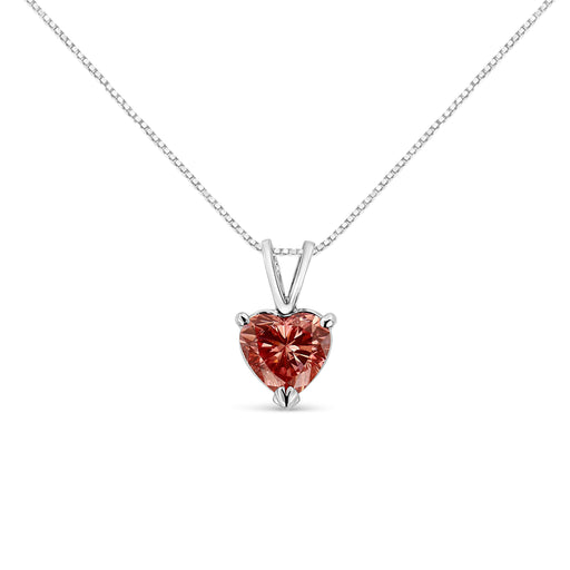Bids.com IGI Certified 14K White Gold Martini Set 1.00 Cttw Lab Grown Pink Heart Diamond Solitaire 18" Pendant Necklace (Pink Color, SI2 Clarity) Necklaces White Smoke White.Gold / 18
