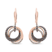 Bids.com 14K Rose Gold 1.00 Cttw White and Brown Diamond Intertwining Hoops and Circle Dangle Earrings (H-I/Brown Color, SI1-SI2 Clarity) Earrings White Smoke Rose.Gold / 1.148