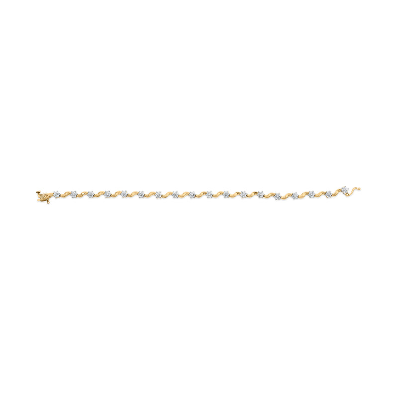 Bids.com 10k Yellow Gold 1.00 Cttw Round-Cut Diamond Floral S-Link 7.50" Bracelet (I-J Color, I2-I3 Clarity) Bracelets White Smoke Yellow.Gold / 7.5