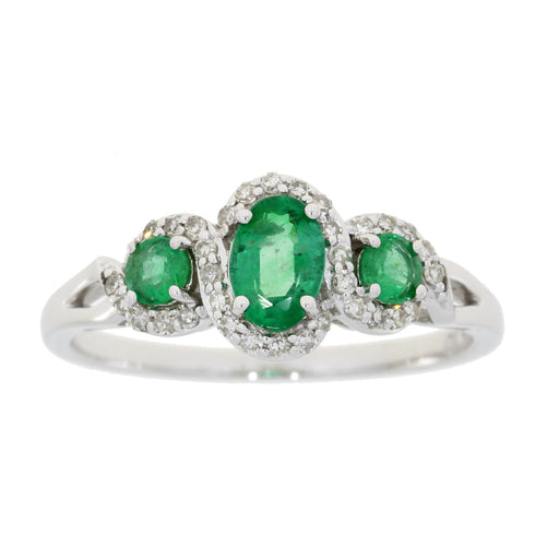 Bids.com .84ct Emerald Diamond Ring 14KT White Gold Rings White Smoke 7