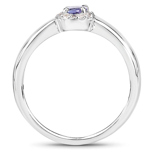 Bids.com 0.54 Carat Genuine Tanzanite and White Zircon .925 Sterling Silver Ring Rings White Smoke size 5.00,size 6.00,size 7.00,size 8.00,size 9.00,size 10.00