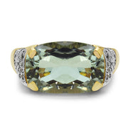Bids.com 14K Yellow Gold Plated 6.81 Carat Genuine Green Amethyst & White Topaz .925 Sterling Silver Ring Rings White Smoke size 6.00,size 7.00,size 8.00,size 9.00
