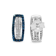 Bids.com 0.51 Carat Genuine Blue Diamond & White Diamond .925 Sterling Silver Earrings Earrings White Smoke